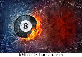 Billiard ball in fire and water Billiard ball in fire and water