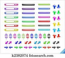 Collection of glossy web elements. Perfect for adding text or icons. Shadows created with blends.