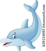 cute, golfinho, caricatura