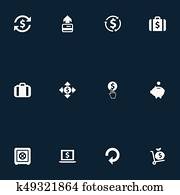 Vector Illustration Set Of Simple Currency Icons. Elements Laptop, Full Sack, Strongbox And Other Synonyms Laptop, Purchase And Convert. Vector Illustration Set Of Simple Currency Icons. Elements Laptop, Full Sack, Strongbox And Other Synonyms Laptop, Purchase And Convert.