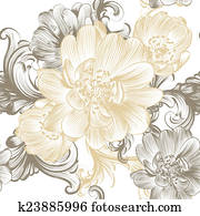 Seamless 花 背景 で たんぽぽ そして 蝶 中に パステルカラー イラスト K Fotosearch