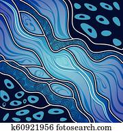Aboriginal art vector painting - River concept Aboriginal art vector painting - River concept