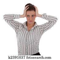 an attractive young businesswoman is stressed out