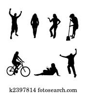 emberek, körvonal, gyűjtés