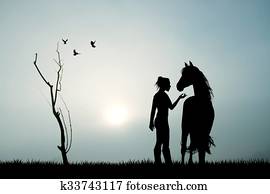 girl and horse in the fog girl and horse in the fog