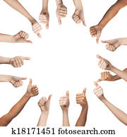 human hands showing thumbs up in circle