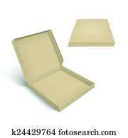 pizza æske, emballering, skabelon, isoleret, på hvide, baggrund