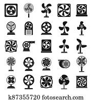 Ventilator propeller icons set, simple style Ventilator propeller icons set, simple style