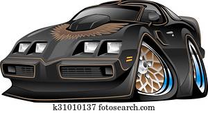 קלאסי, שחור, שריר, מכונית, ציור היתולי