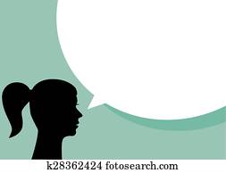 여자, 와, 공백, 연설 거품