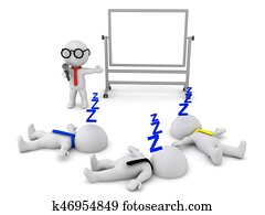 3D illustration of a boring presentation which puts people to sleep 3D illustration of a boring presentation which puts people to sleep