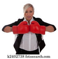a businesswoman gets ready for the fight