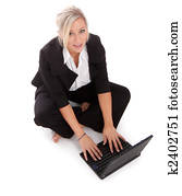 beautiful businesswoman uses her netbook wirelessly