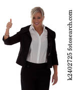beautiful businesswomen gives the thumbs up