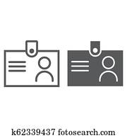 insígnia id, linha, e, glyph, ícone, identificação, e, cartão, identidade, sinal, vetorial, gráficos, um, linear, padrão, ligado, um, branca, experiência.