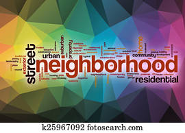 Neighborhood word cloud with abstract background Neighborhood word cloud with abstract background