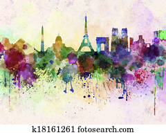 Paris skyline in watercolor background Paris skyline in watercolor background