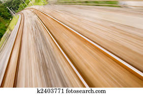 railway track with high speed motion blur 