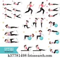 Woman workout fitness, aerobic and exercises. Vector Illustration. Woman workout fitness, aerobic and exercises. Vector Illustration.