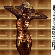 אישה אפריקנית, ב, נמר מדפיס