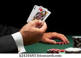 Blackjack hand of cards and casino chips Blackjack hand of cards and casino chips