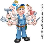 caricatura, handyman
