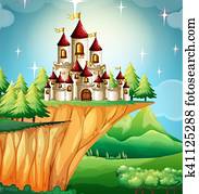 Castle towers on the cliff Castle towers on the cliff