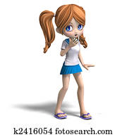cute cartoon school girl