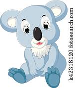 cute, koala, caricatura