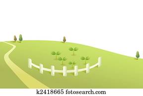 hill, road and fence hill, road and fence
