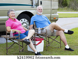RV Seniors Relaxing Outdoors
