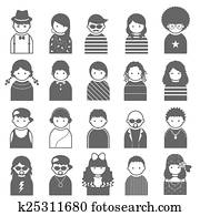 vario, gente, símbolo, iconos, adolescente