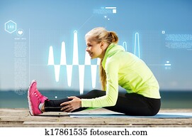 妇女, 做, 运动, 在户外