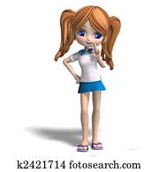 cute cartoon school girl