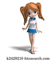 cute cartoon school girl
