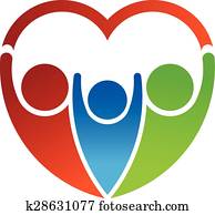 groep mensen, vormen, een, heart., gezin, care, concept