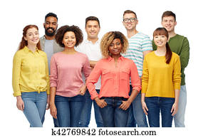 international group of happy smiling people