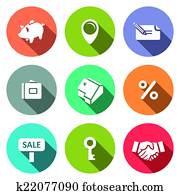 Real Estate Deal flat icon collection Real Estate Deal flat icon collection