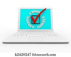 Survey Checkbox and Mark on a White Laptop Survey Checkbox and Mark on a White Laptop