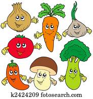 חמוד, ציור היתולי, ירק, אוסף