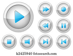 קבע, של, אופנתי, וקטור, מולטימדיה, buttons., א.ק.ה., רשת, 2.0., יותר, ב, שלי, gallery.