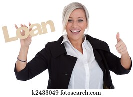 beautiful young businesswoman is happy with loan