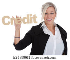 beautiful young businesswoman is happy with credit