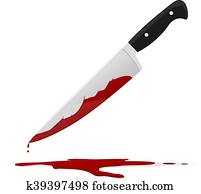 Kitchen knife with blood Clipart | 22p0130 | Fotosearch