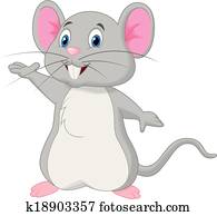 cute, rato, caricatura, waving