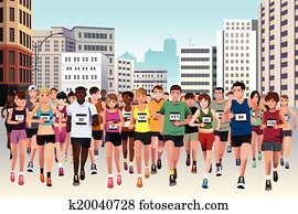 People running marathon People running marathon