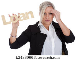 pretty businesswoman is unhappy with Loan