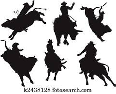 Six rodeo silhouettes. Vector illustration Six rodeo silhouettes. Vector illustration