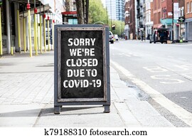 Sorry we're CLOSED due to COVID-19. Foldable advertising poster Sorry we're CLOSED due to COVID-19. Foldable advertising poster