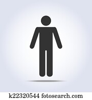 álló, emberi, icon., vektor, ábra